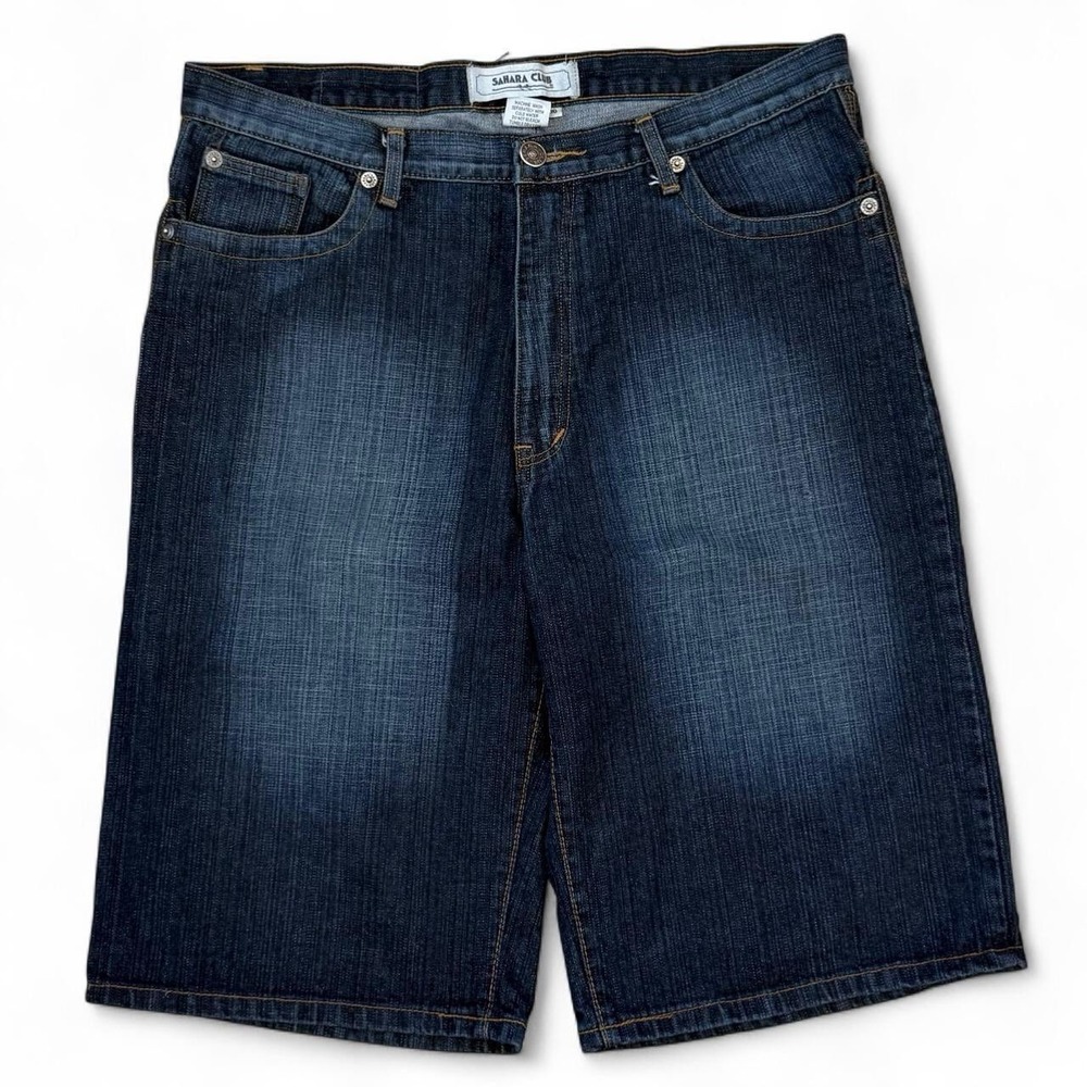 Vintage Sahara Club Denim Wide Leg Baggy Shorts Skater Grunge Men's 36 Jorts Y2K